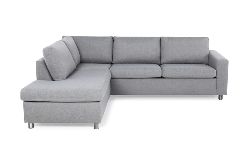 Crazy 3-seters Venstrevendt L-formet Sjeselongsofa i Stoff - Grå - Møbler - Sofaer - Sofa med sjeselong