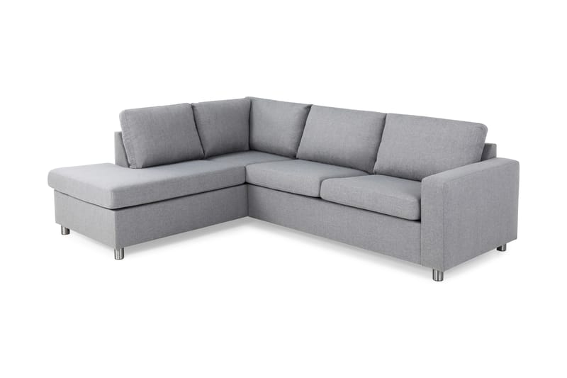 Crazy 3-seters Venstrevendt L-formet Sjeselongsofa i Stoff - Grå - Møbler - Sofaer - Sofa med sjeselong