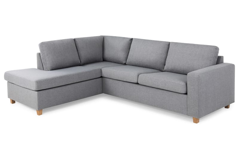 Crazy 3-seters Venstrevendt L-formet Sjeselongsofa i Stoff - Grå - Møbler - Sofaer - Sofa med sjeselong