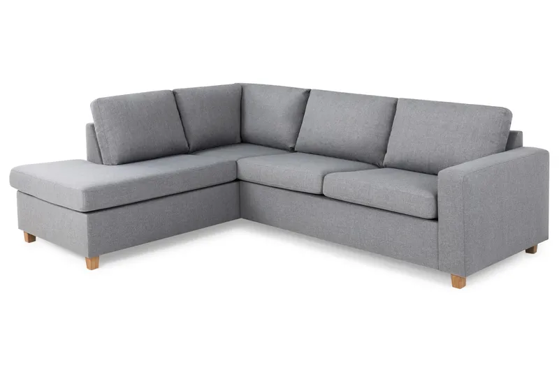 Crazy 3-seters Venstrevendt L-formet Sjeselongsofa i Stoff - Grå - Møbler - Sofaer - Sofa med sjeselong - 3 seters sofa med divan