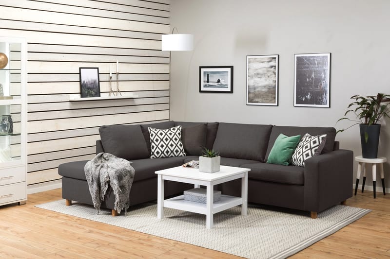 Crazy 3-seters Venstrevendt L-formet Sjeselongsofa i Stoff - Mørk grå - Møbler - Sofaer - Sofa med sjeselong - 3 seters sofa med divan