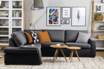 Crazy 3-seters Venstrevendt L-formet Sjeselongsofa i Stoff - Mørk grå - Møbler - Sofaer - Sofa med sjeselong