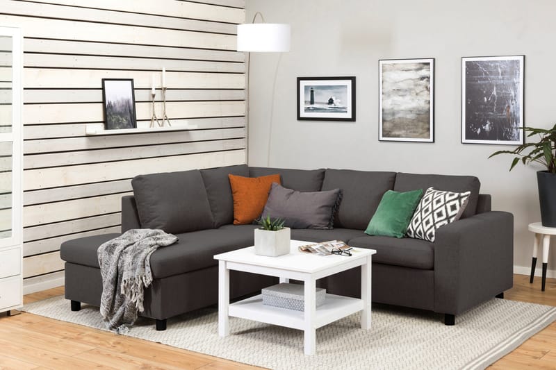 Crazy 3-seters Venstrevendt L-formet Sjeselongsofa i Stoff - Mørk grå - Møbler - Sofaer - Sofa med sjeselong - 2 seters sofa med divan
