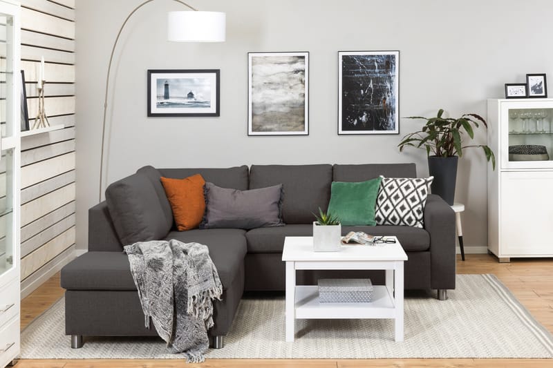 Crazy 3-seters Venstrevendt L-formet Sjeselongsofa i Stoff - Mørk grå - Møbler - Sofaer - Sofa med sjeselong