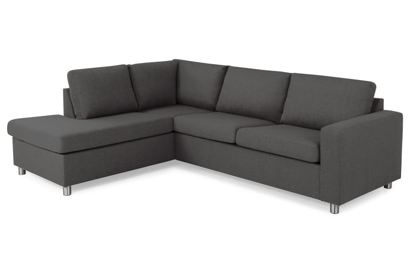Crazy 3-seters Venstrevendt L-formet Sjeselongsofa i Stoff - Mørk grå - Møbler - Sofaer - Sofa med sjeselong