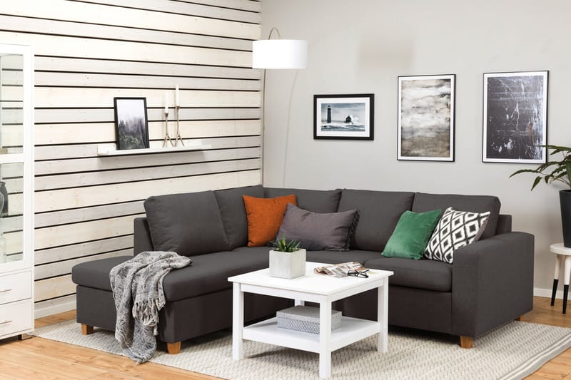 Crazy 3-seters Venstrevendt L-formet Sjeselongsofa i Stoff - Mørk grå - Møbler - Sofaer - Sofa med sjeselong