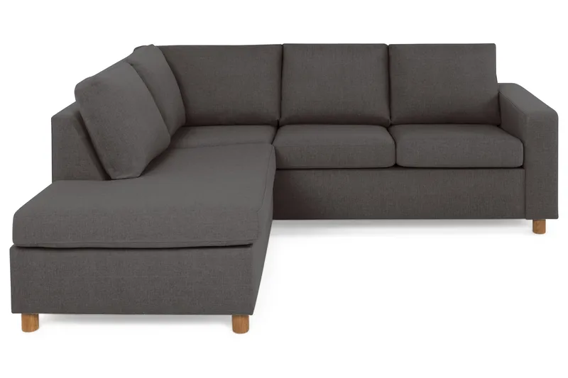 Crazy 3-seters Venstrevendt L-formet Sjeselongsofa i Stoff - Mørk grå - Møbler - Sofaer - Sofa med sjeselong - 2 seters sofa med divan
