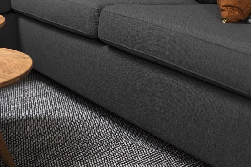 Crazy 3-seters Venstrevendt L-formet Sjeselongsofa i Stoff - Mørk grå - Møbler - Sofaer - Sofa med sjeselong - 3 seters sofa med divan