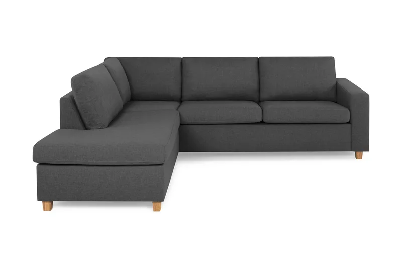 Crazy 3-seters Venstrevendt L-formet Sjeselongsofa i Stoff - Mørk grå - Møbler - Sofaer - Sofa med sjeselong - 3 seters sofa med divan