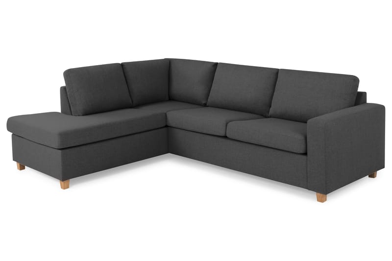 Crazy 3-seters Venstrevendt L-formet Sjeselongsofa i Stoff - Mørk grå - Møbler - Sofaer - Sofa med sjeselong - 3 seters sofa med divan