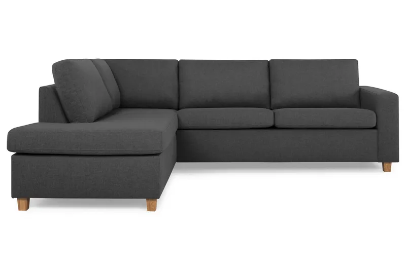 Crazy 3-seters Venstrevendt L-formet Sjeselongsofa i Stoff - Mørk grå - Møbler - Sofaer - Sofa med sjeselong - 3 seters sofa med divan