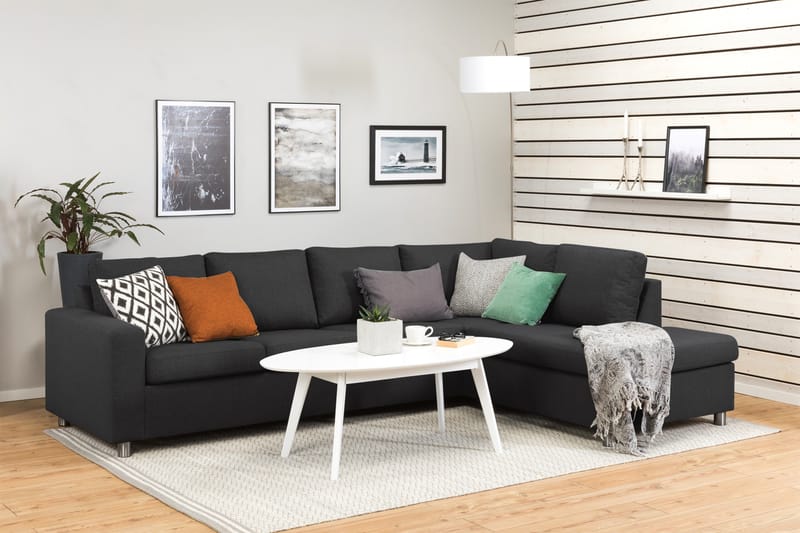 Crazy 4-seters Høyrevendt L-formet Sjeselongsofa i Stoff - Antrasitt - Møbler - Sofaer - Sofa med sjeselong