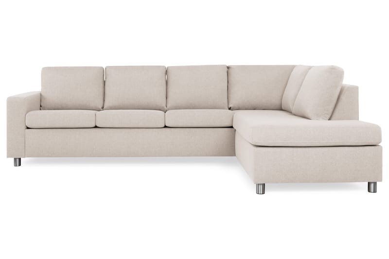 Crazy 4-seters Høyrevendt L-formet Sjeselongsofa i Stoff - Beige - Møbler - Sofaer - Sofa med sjeselong - 3 seters sofa med divan