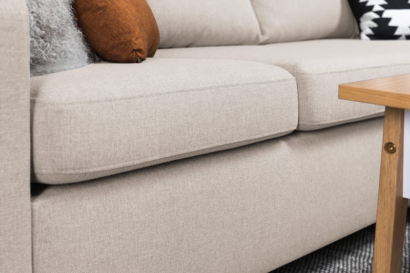 Crazy 4-seters Høyrevendt L-formet Sjeselongsofa i Stoff - Beige - Møbler - Sofaer - Sofa med sjeselong - 3 seters sofa med divan