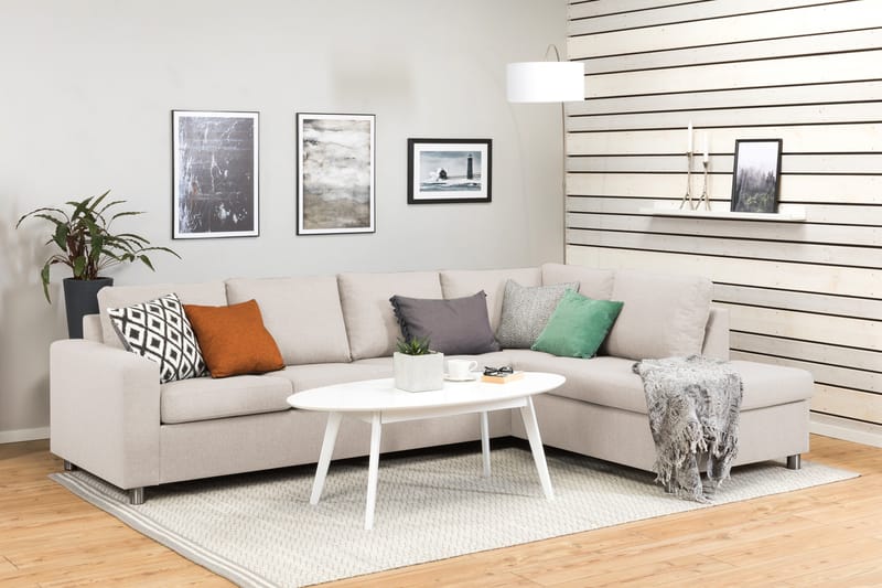Crazy 4-seters Høyrevendt L-formet Sjeselongsofa i Stoff - Beige - Møbler - Sofaer - Sofa med sjeselong
