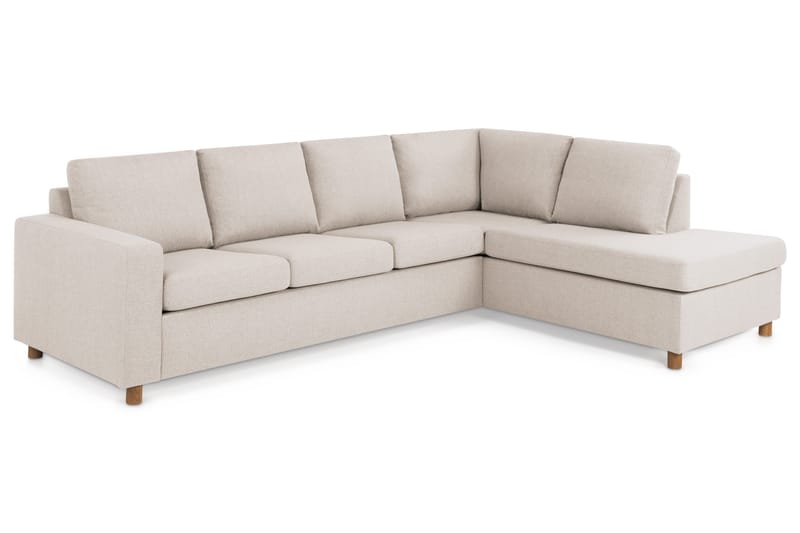 Crazy 4-seters Høyrevendt L-formet Sjeselongsofa i Stoff - Beige - Møbler - Sofaer - Sofa med sjeselong - 3 seters sofa med divan
