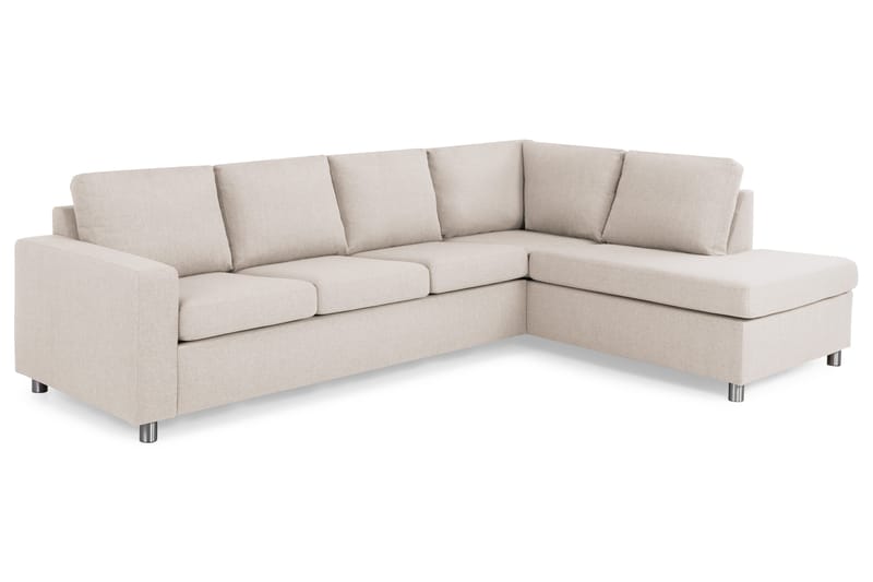 Crazy 4-seters Høyrevendt L-formet Sjeselongsofa i Stoff - Beige - Møbler - Sofaer - Sofa med sjeselong - 3 seters sofa med divan