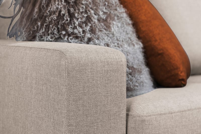 Crazy 4-seters Høyrevendt L-formet Sjeselongsofa i Stoff - Beige - Møbler - Sofaer - Sofa med sjeselong - 3 seters sofa med divan