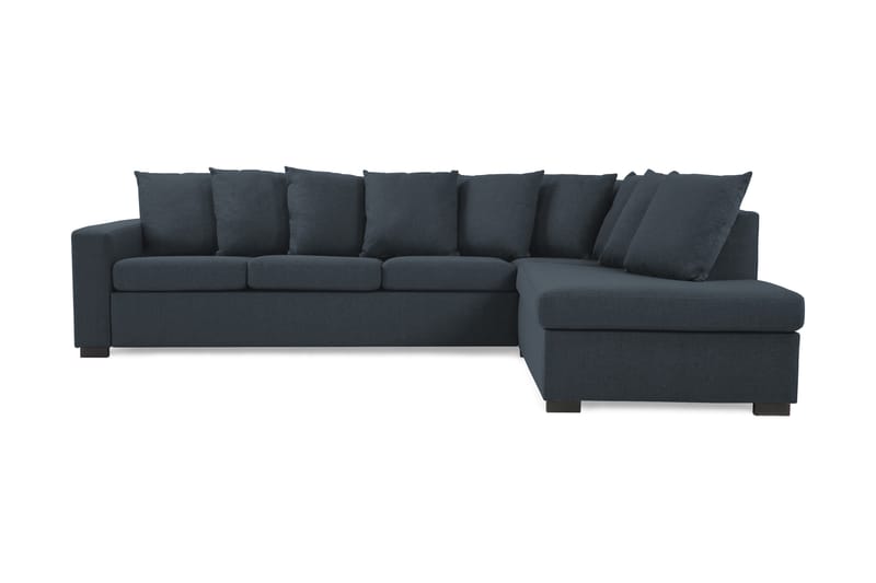 Crazy 4-seters Høyrevendt L-formet Sjeselongsofa i Stoff inkl. Pynteputer - Blå - Møbler - Sofaer - Sofa med sjeselong