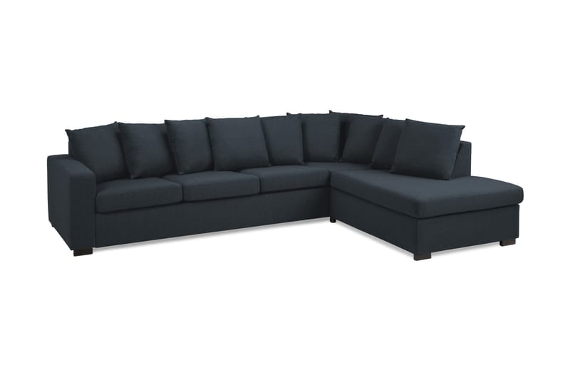 Crazy 4-seters Høyrevendt L-formet Sjeselongsofa i Stoff inkl. Pynteputer - Blå - Møbler - Sofaer - Sofa med sjeselong
