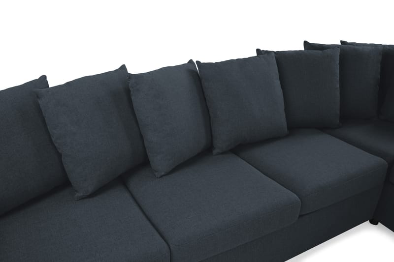 Crazy 4-seters Høyrevendt L-formet Sjeselongsofa i Stoff inkl. Pynteputer - Blå - Møbler - Sofaer - Sofa med sjeselong