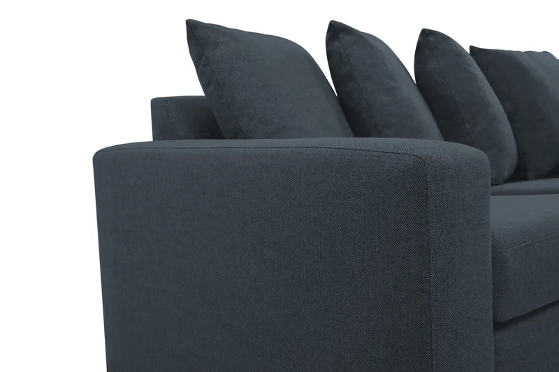 Crazy 4-seters Høyrevendt L-formet Sjeselongsofa i Stoff inkl. Pynteputer - Blå - Møbler - Sofaer - Sofa med sjeselong