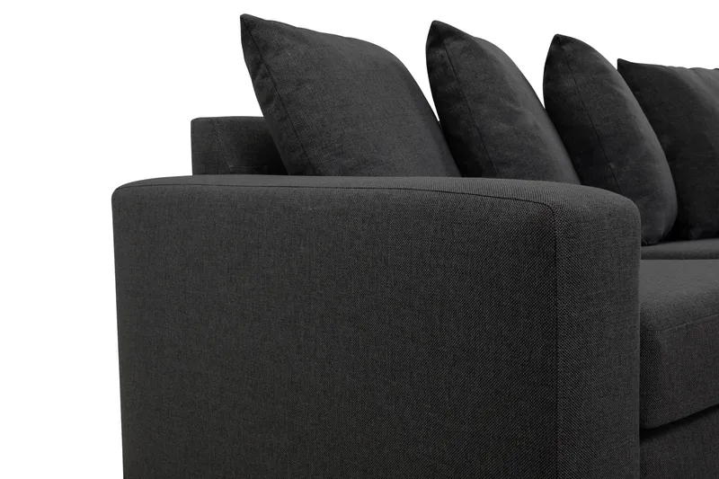 Crazy 4-seters Høyrevendt L-formet Sjeselongsofa i Stoff inkl. Pynteputer - Mørk grå - Møbler - Sofaer - Sofa med sjeselong