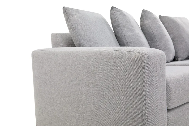 Crazy 4-seters Høyrevendt L-formet Sjeselongsofa i Stoff inkl. Pynteputer - Grå - Møbler - Sofaer - Sofa med sjeselong