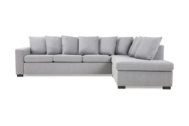 Crazy 4-seters Høyrevendt L-formet Sjeselongsofa i Stoff inkl. Pynteputer - Grå - Møbler - Sofaer - Sofa med sjeselong