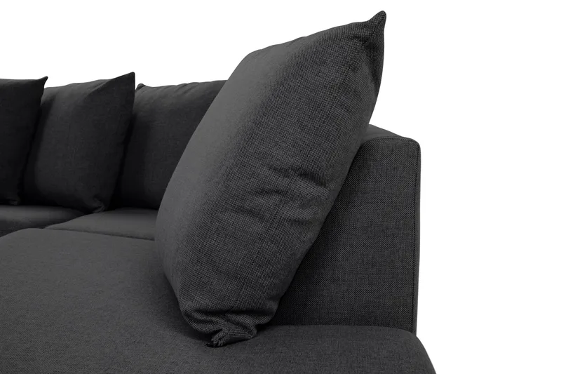 Crazy 4-seters Høyrevendt L-formet Sjeselongsofa i Stoff inkl. Pynteputer - Mørk grå - Møbler - Sofaer - Sofa med sjeselong