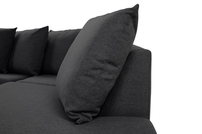 Crazy 4-seters Høyrevendt L-formet Sjeselongsofa i Stoff inkl. Pynteputer - Mørk grå - Møbler - Sofaer - Sofa med sjeselong