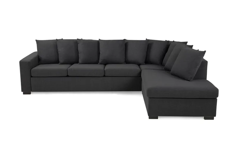 Crazy 4-seters Høyrevendt L-formet Sjeselongsofa i Stoff inkl. Pynteputer - Mørk grå - Møbler - Sofaer - Sofa med sjeselong
