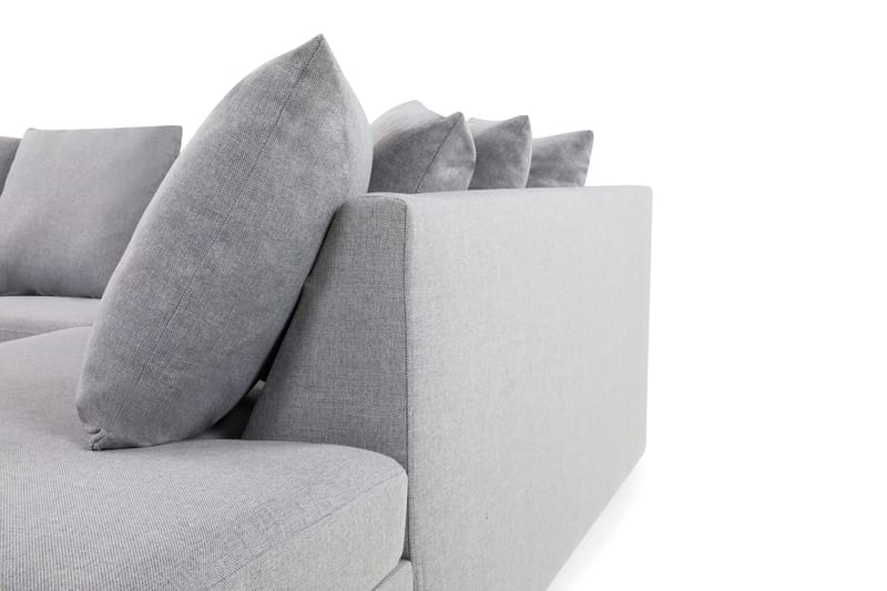 Crazy 4-seters Høyrevendt L-formet Sjeselongsofa i Stoff inkl. Pynteputer - Grå - Møbler - Sofaer - Sofa med sjeselong
