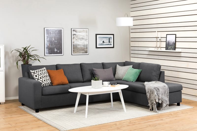 Crazy 4-seters Høyrevendt L-formet Sjeselongsofa i Stoff - Mørk grå - Møbler - Sofaer - Sofa med sjeselong