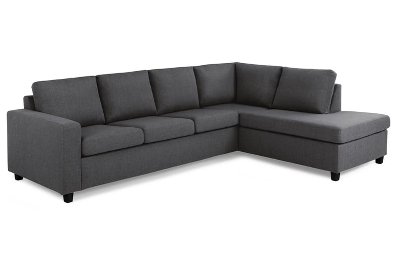 Crazy 4-seters Høyrevendt L-formet Sjeselongsofa i Stoff - Mørk grå - Møbler - Sofaer - Sofa med sjeselong - 3 seters sofa med divan