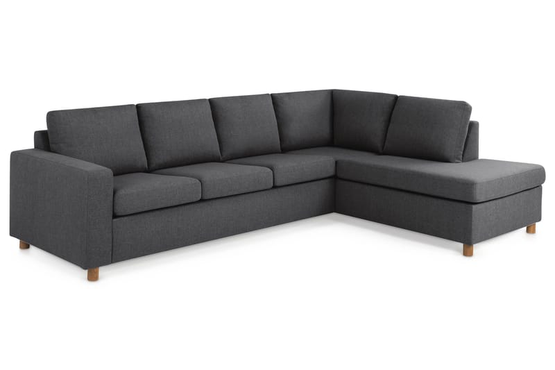 Crazy 4-seters Høyrevendt L-formet Sjeselongsofa i Stoff - Mørk grå - Møbler - Sofaer - Sofa med sjeselong - 3 seters sofa med divan