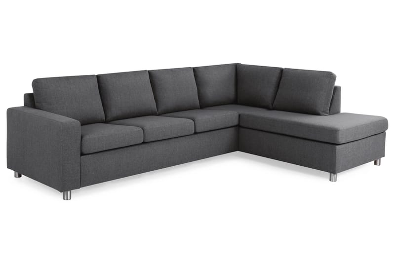 Crazy 4-seters Høyrevendt L-formet Sjeselongsofa i Stoff - Mørk grå - Møbler - Sofaer - Sofa med sjeselong - 3 seters sofa med divan