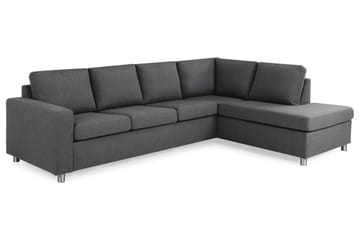 Crazy 4-seters Høyrevendt L-formet Sjeselongsofa i Stoff - Mørkegrå - Møbler - Sofaer - Sofa med sjeselong