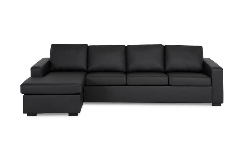 Crazy 4-seters Vendbar L-formet Sjeselongsofa i Kunstlær - Svart - Møbler - Sofaer - Sofa med sjeselong