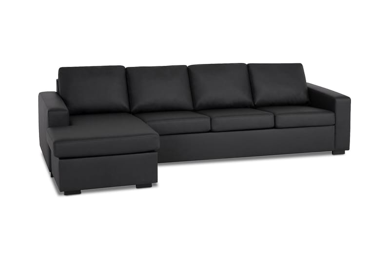 Crazy 4-seters Vendbar L-formet Sjeselongsofa i Kunstlær - Svart - Møbler - Sofaer - Sofa med sjeselong