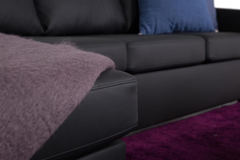 Crazy 4-seters Vendbar L-formet Sjeselongsofa i Kunstlær - Svart - Møbler - Sofaer - Sofa med sjeselong
