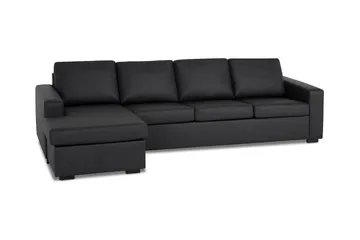 Crazy 4-seters Vendbar L-formet Sjeselongsofa i Kunstlær - Svart - Møbler - Sofaer - Sofa med sjeselong