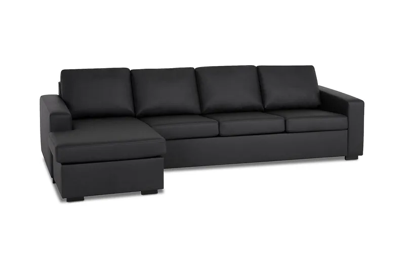 Crazy 4-seters Vendbar L-formet Sjeselongsofa i Kunstlær - Svart - Møbler - Sofaer - Sofa med sjeselong - 4 seters sofa med divan