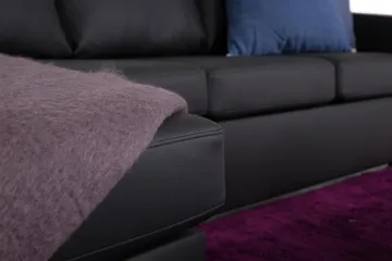 Crazy 4-seters Vendbar L-formet Sjeselongsofa i Kunstlær - Svart - Møbler - Sofaer - Sofa med sjeselong