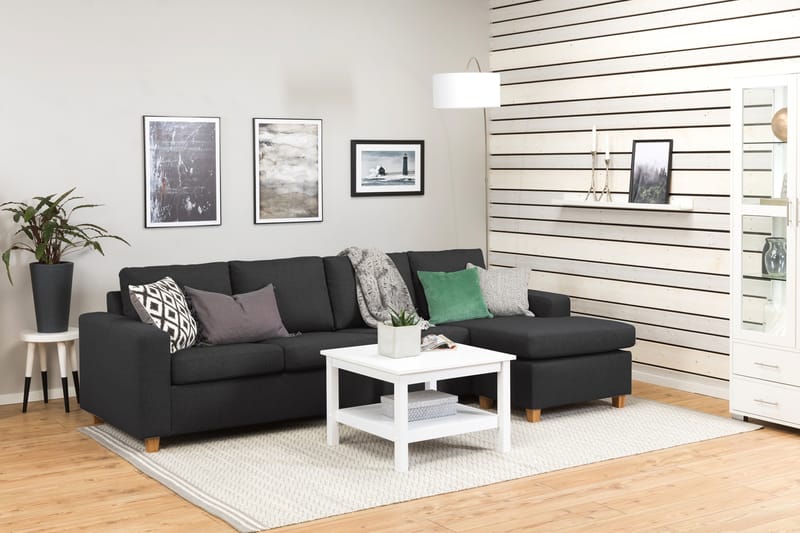 Crazy 4-seters Vendbar L-formet Sjeselongsofa i Stoff - Antrasitt - Møbler - Sofaer - Sofa med sjeselong