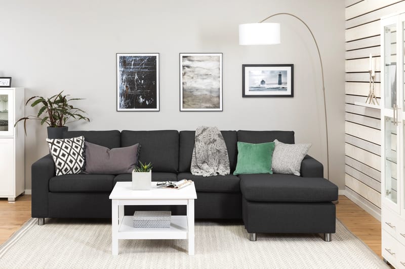 Crazy 4-seters Vendbar L-formet Sjeselongsofa i Stoff - Antrasitt - Møbler - Sofaer - Sofa med sjeselong