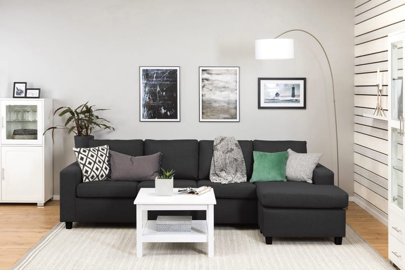 Crazy 4-seters Vendbar L-formet Sjeselongsofa i Stoff - Antrasitt - Møbler - Sofaer - Sofa med sjeselong - 4 seters sofa med divan