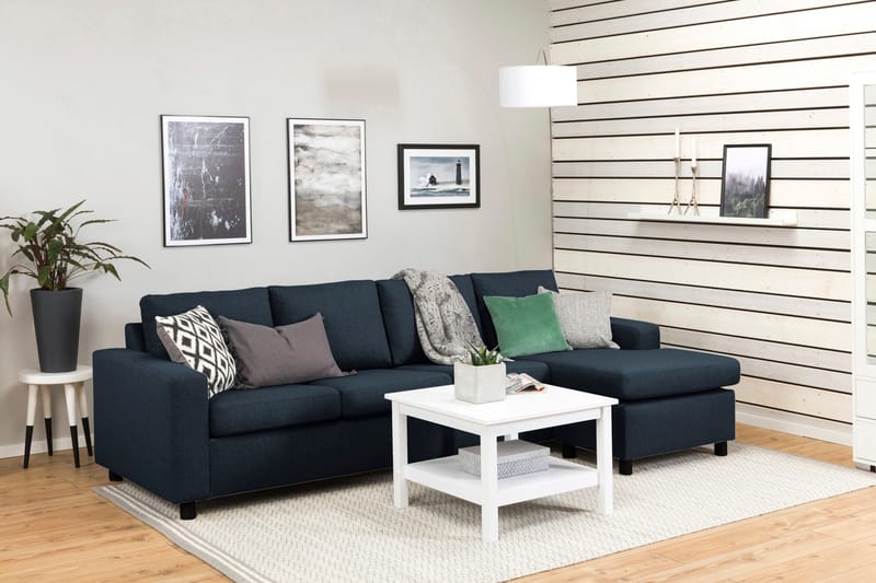 Crazy 4-seters Vendbar L-formet Sjeselongsofa i Stoff - Blå - Møbler - Sofaer - Sofa med sjeselong