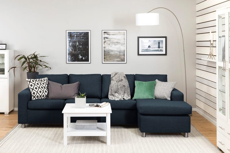 Crazy 4-seters Vendbar L-formet Sjeselongsofa i Stoff - Blå - Møbler - Sofaer - Sofa med sjeselong