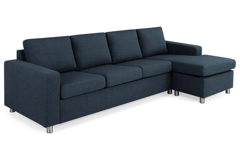 Crazy 4-seters Vendbar L-formet Sjeselongsofa i Stoff - Blå - Møbler - Sofaer - Sofa med sjeselong